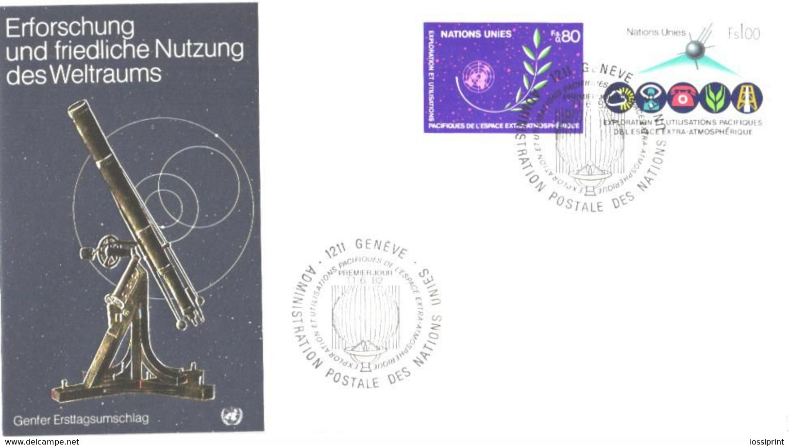 United Nation:Nations Unies:Telescope, 11.06.1982 - Storia Postale