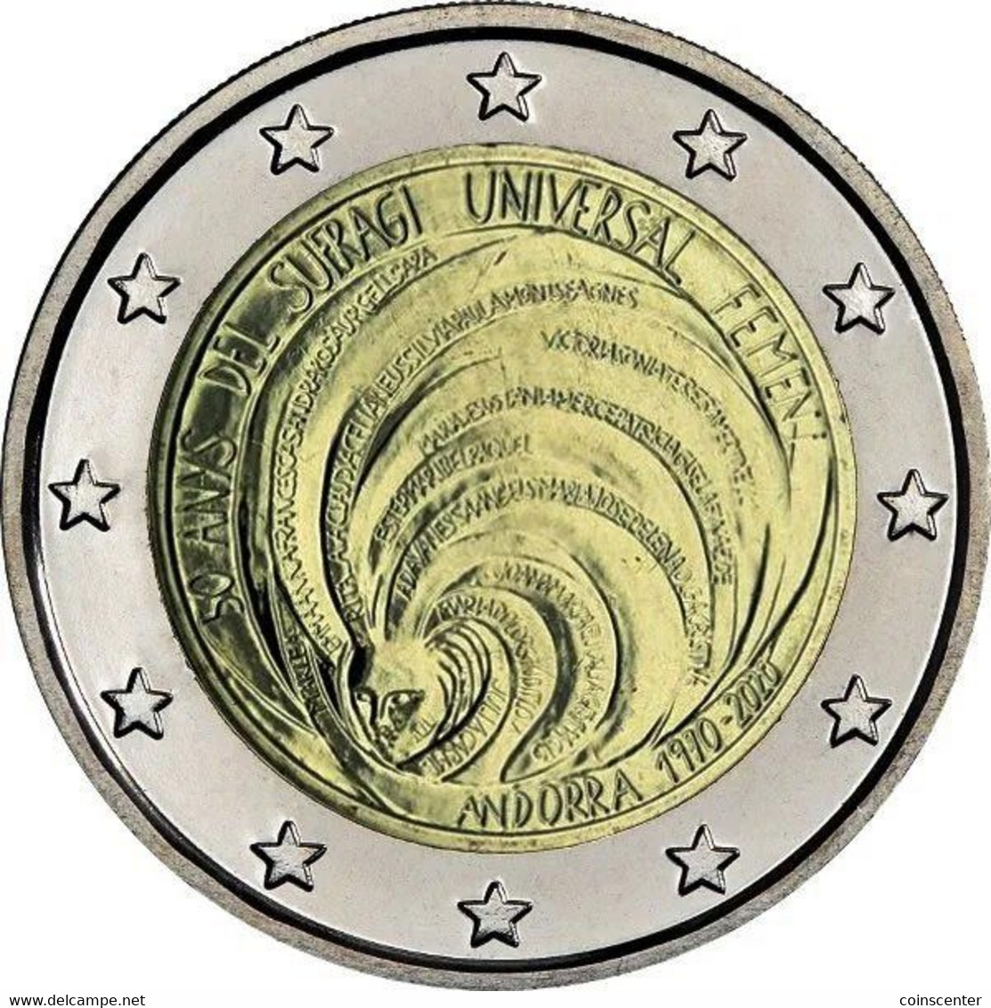 Andorra 2 Euro 2020 "50 Years Of Universal Suffrage" BiMetallic BU - Andorre