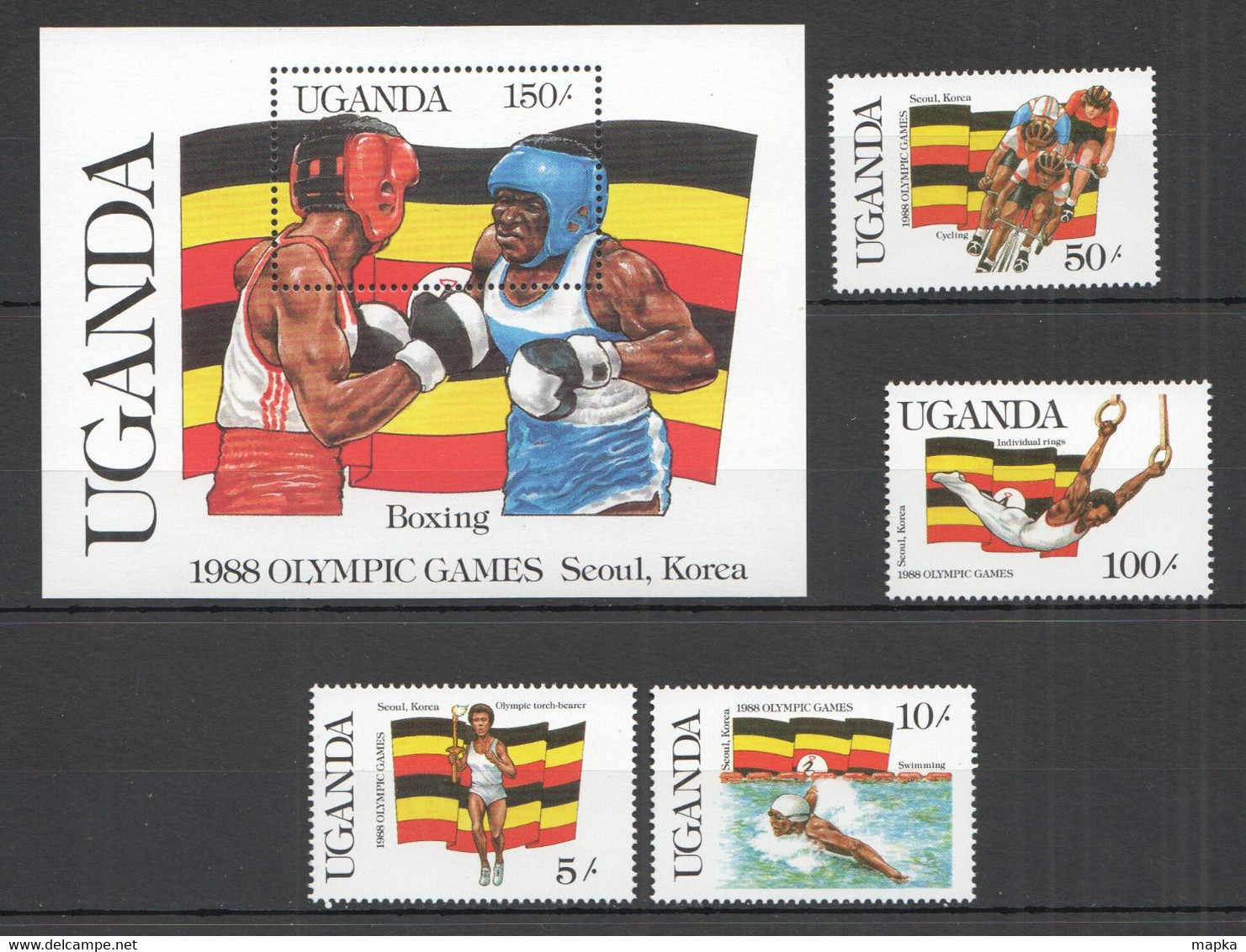 PM020 1987 UGANDA OLYMPIC GAMES SEOUL 1988 #534-37 BL70 MICHEL 11 EURO SET+BL MNH - Estate 1988: Seul