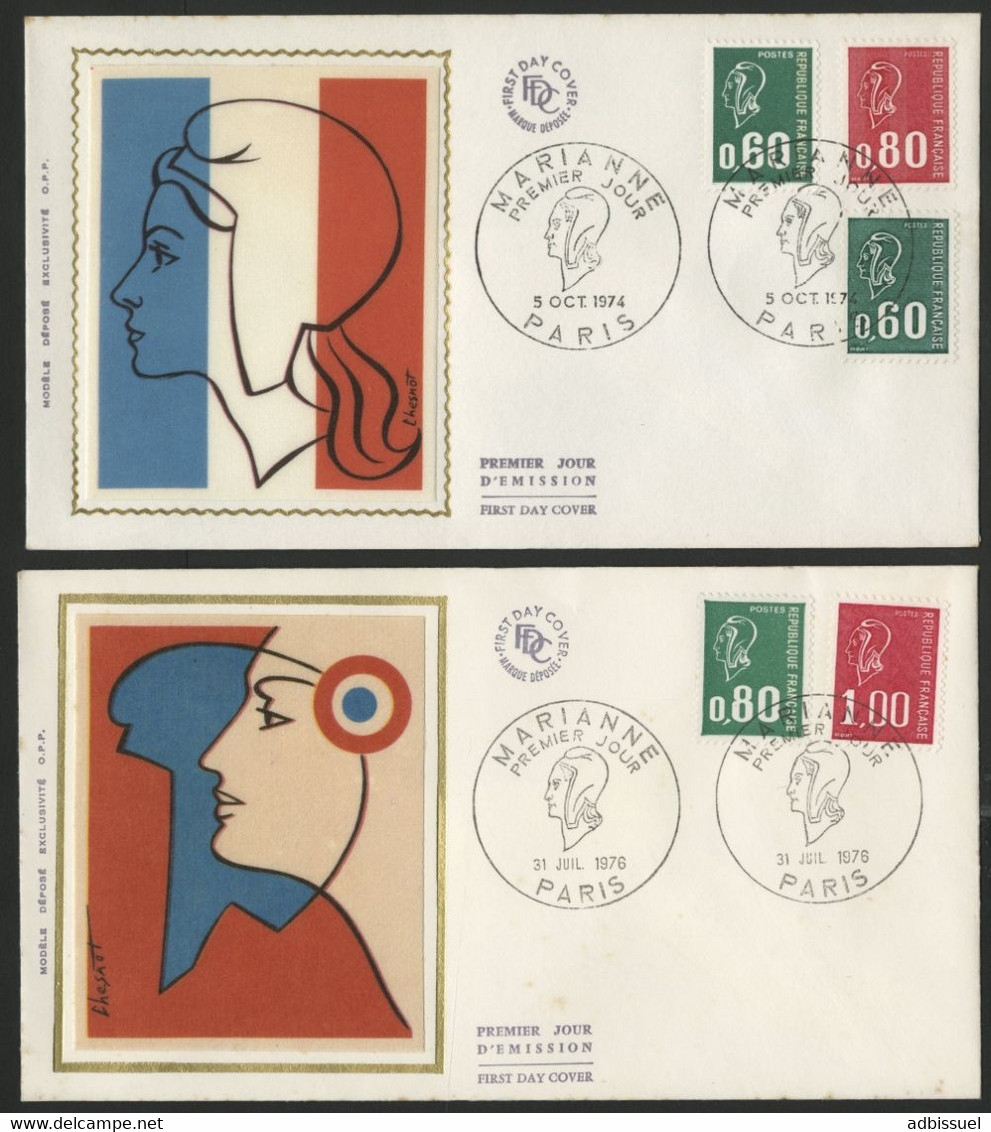 2 Enveloppes Premier Jour Illustrées. Marianne De Bequet Avec N° 1814 + 1815 + 1816 + 1891 + 1892. - 1970-1979