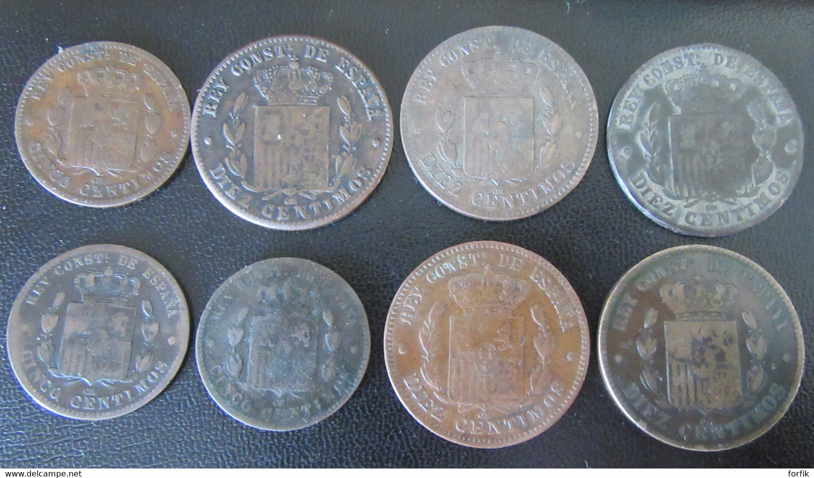 Espagne / Espana - 8 Monnaies Cinco 5 Et Diez 10 Centimos Entre 1877 Et 1879 - Collections