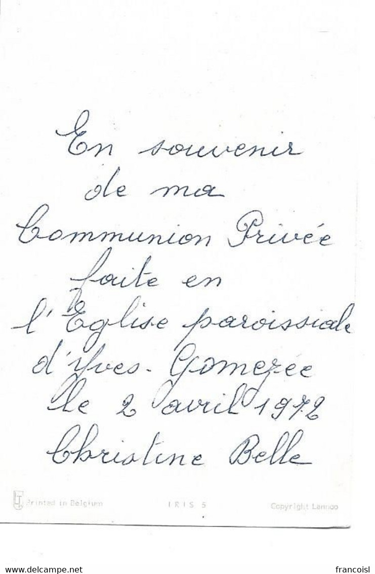 Petite Fille Communiante. Signée Jaklien. Christine Belle, à Yves-Gomezée Le 2 Avril 1972 - Communion