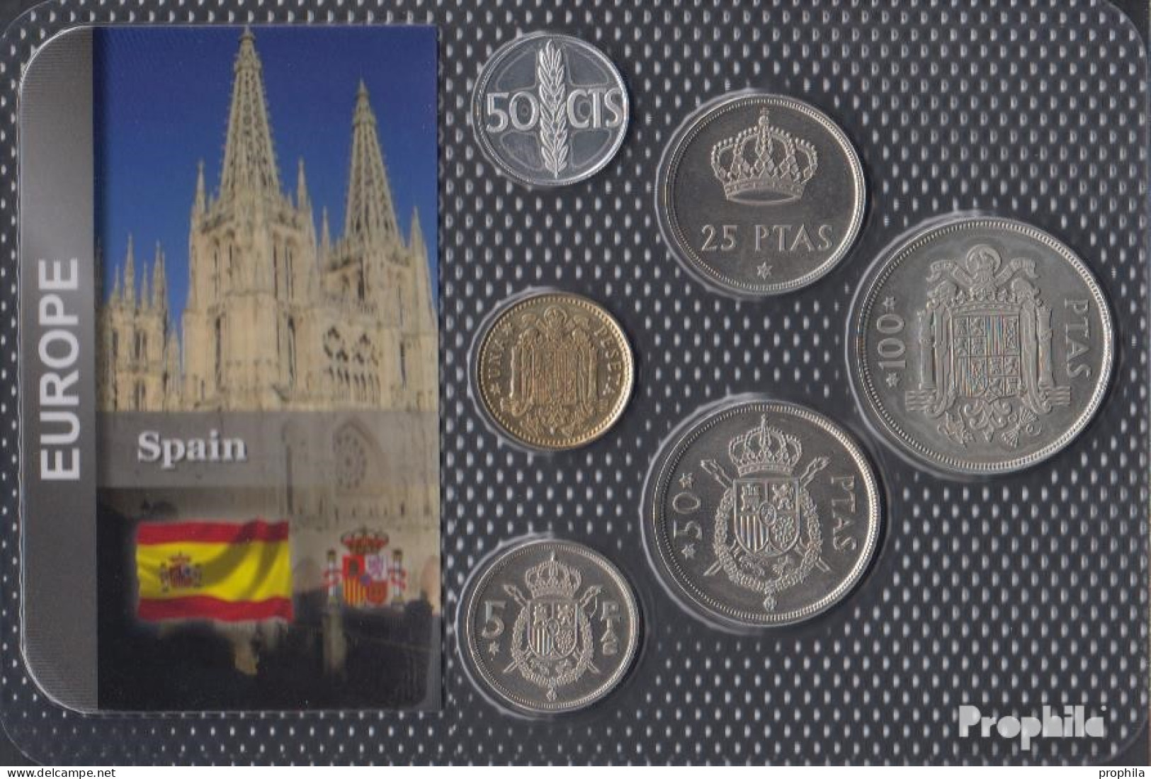 Spanien 1975 Stgl./unzirkuliert Kursmünzen Stgl./unzirkuliert 1975 50 Centimos Bis 100 Pesetas - Sets Sin Usar &  Sets De Prueba