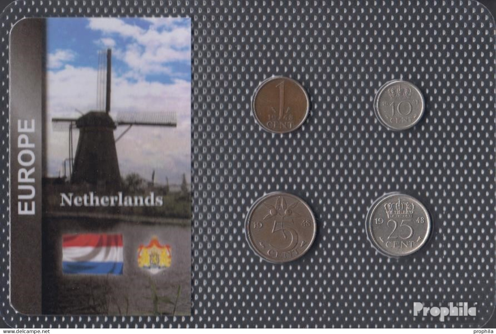 Niederlande 1948 Sehr Schön Kursmünzen Sehr Schön 1948 1 Cent Bis 25 Cents - Verzamelingen