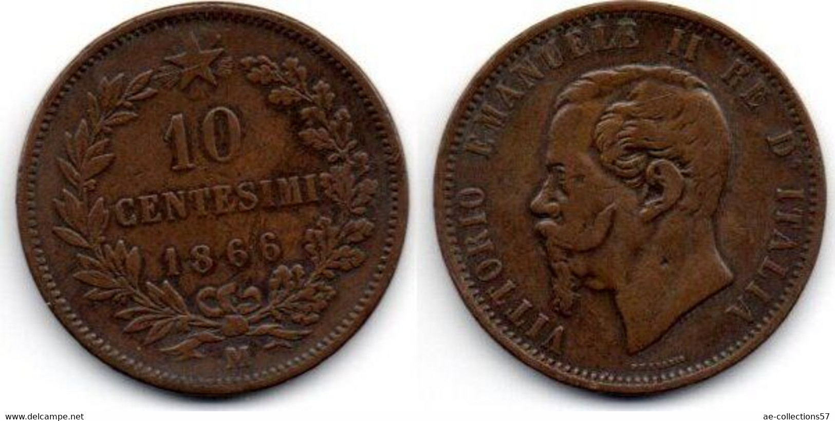 Italie -  10 Centesimi 1866 M TB - 1861-1878 : Victor Emmanuel II.