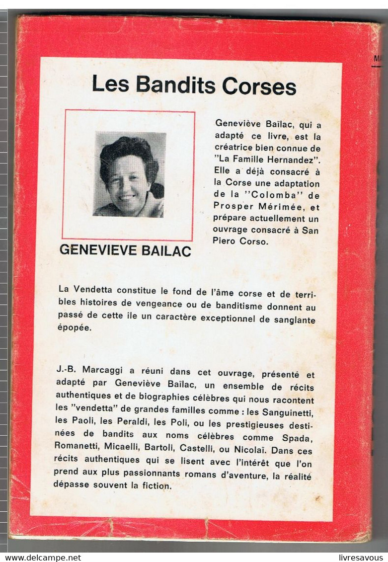 Les Bandits Corses Histoire De La VENDETTA  Par J.B.MARCAGGI - Corse