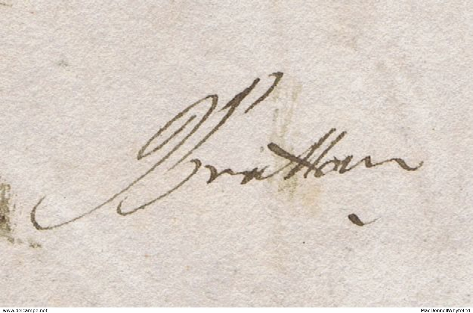 Ireland Wicklow Free 1823 Free Front Franked "J Grattan" To London With Black BRAY/10 Town Mileage Mark - Préphilatélie