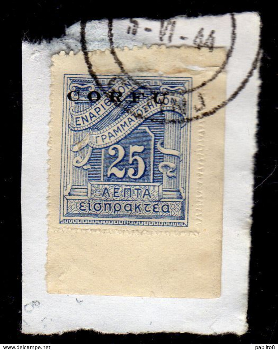 CORFÙ OCCUPAZIONE GRECA 1941 SEGNATASSE POSTAGE DUE TASSE TAXE 25L USATO USED OBLITERE' - Corfou