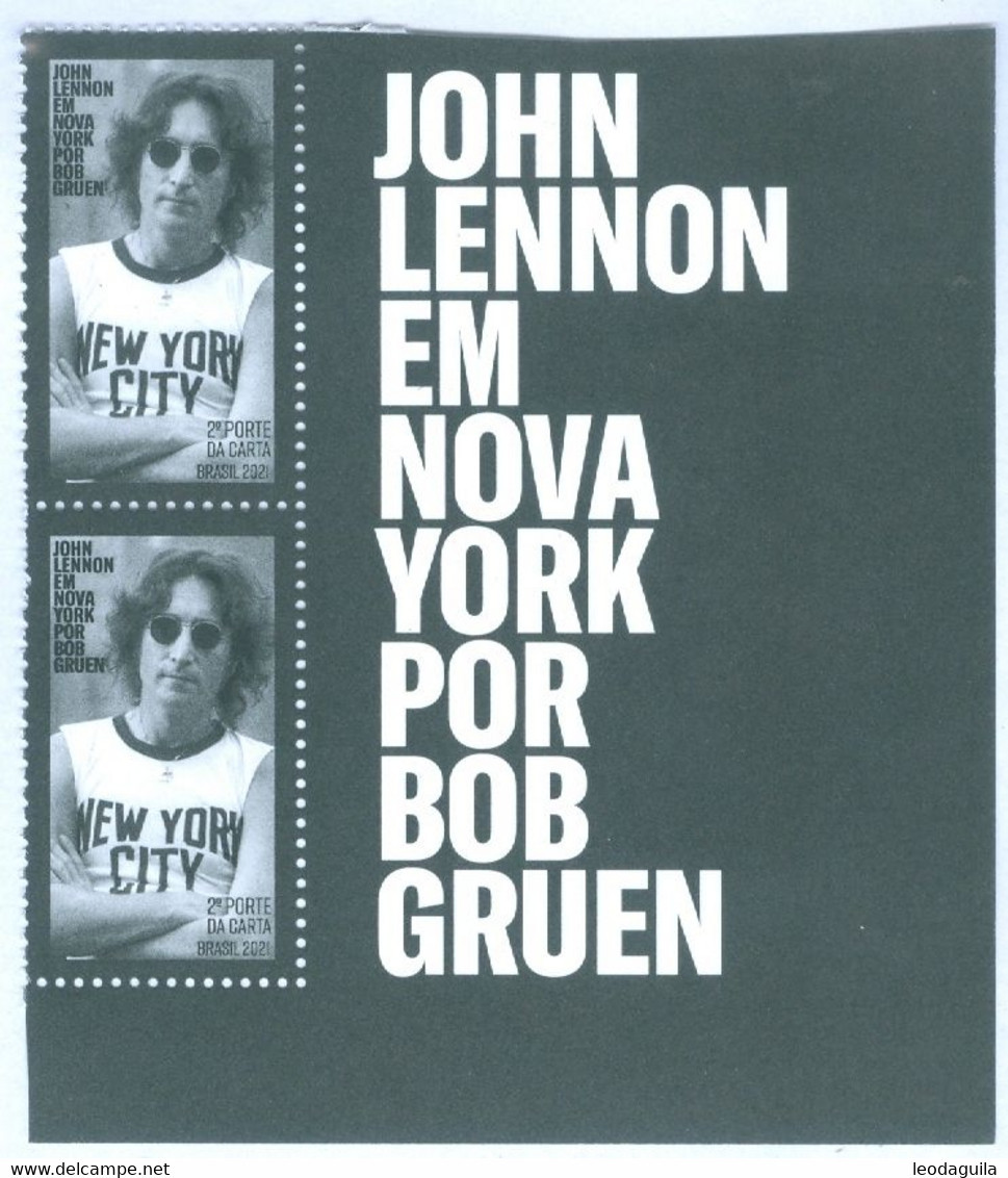 BRAZIL 2021 -  JOHN LENNON IN NEW YORK  -  MUSIC  -  PAIR NICE MARGIN  - FREE EDICT - MINT - Neufs