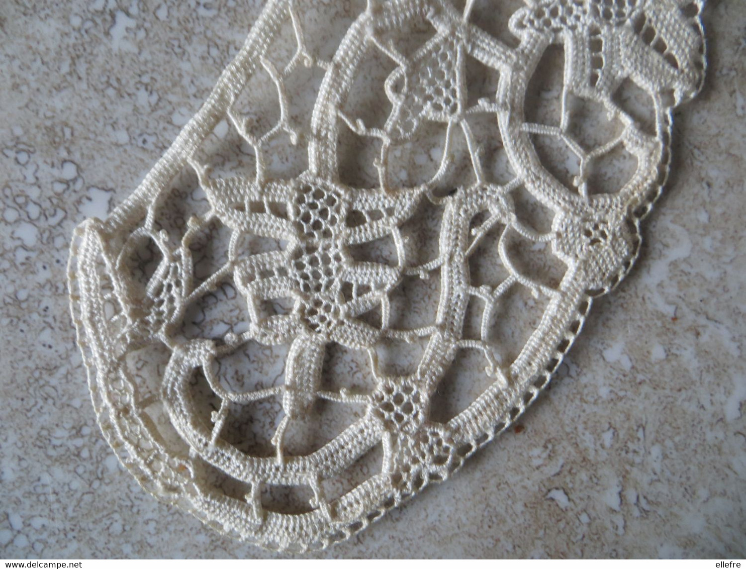 Accessoire Col De Robe Femme En Dentelle D' époque - Ancien Crochet - Ecru - Largeur 7 Cm Longueur Plié 26 Cm - Dentelles Et Tissus