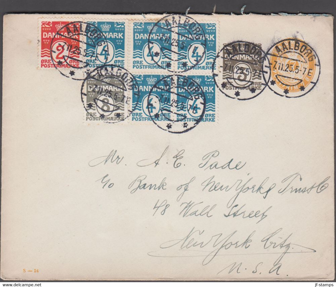 1925. DANMARK.  3+7 øre Envelope (print S-24)  + 2 øre + 8 øre + 5 Ex 4 øre From AALB... (Michel 119+) - JF424973 - Brieven En Documenten