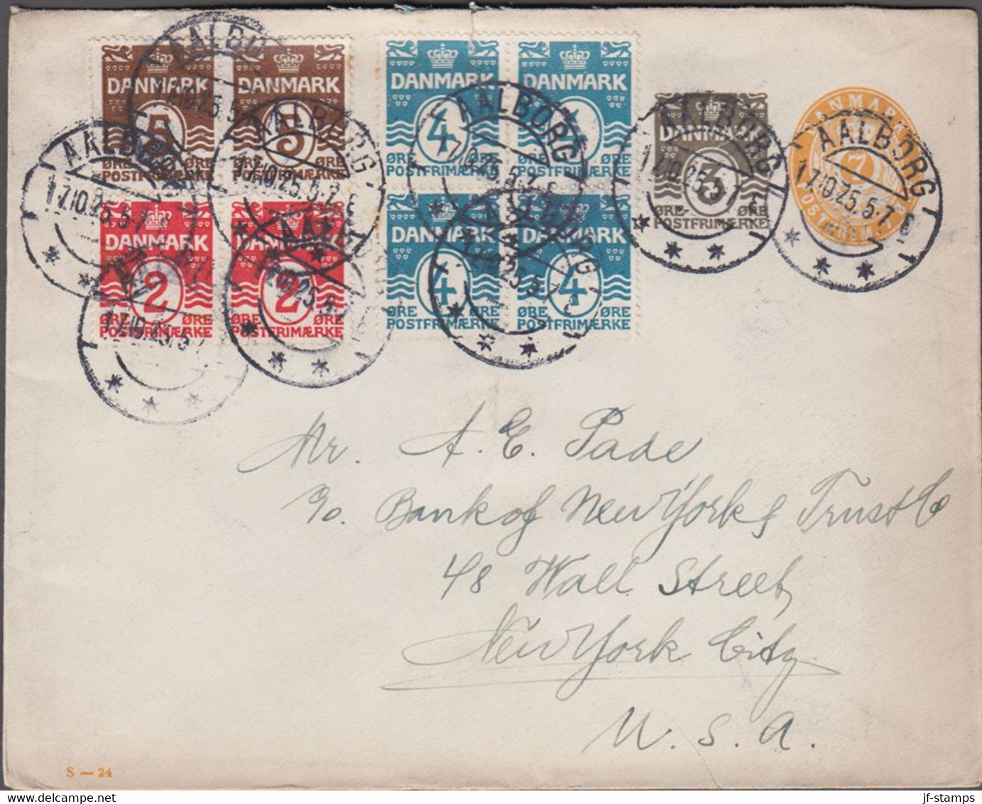 1925. DANMARK.  3+7 øre Envelope (print S-24)  + 2 Ex 2 øre + 2 Ex 5 øre + 4 Ex 4 øre... (Michel 77+) - JF424980 - Storia Postale