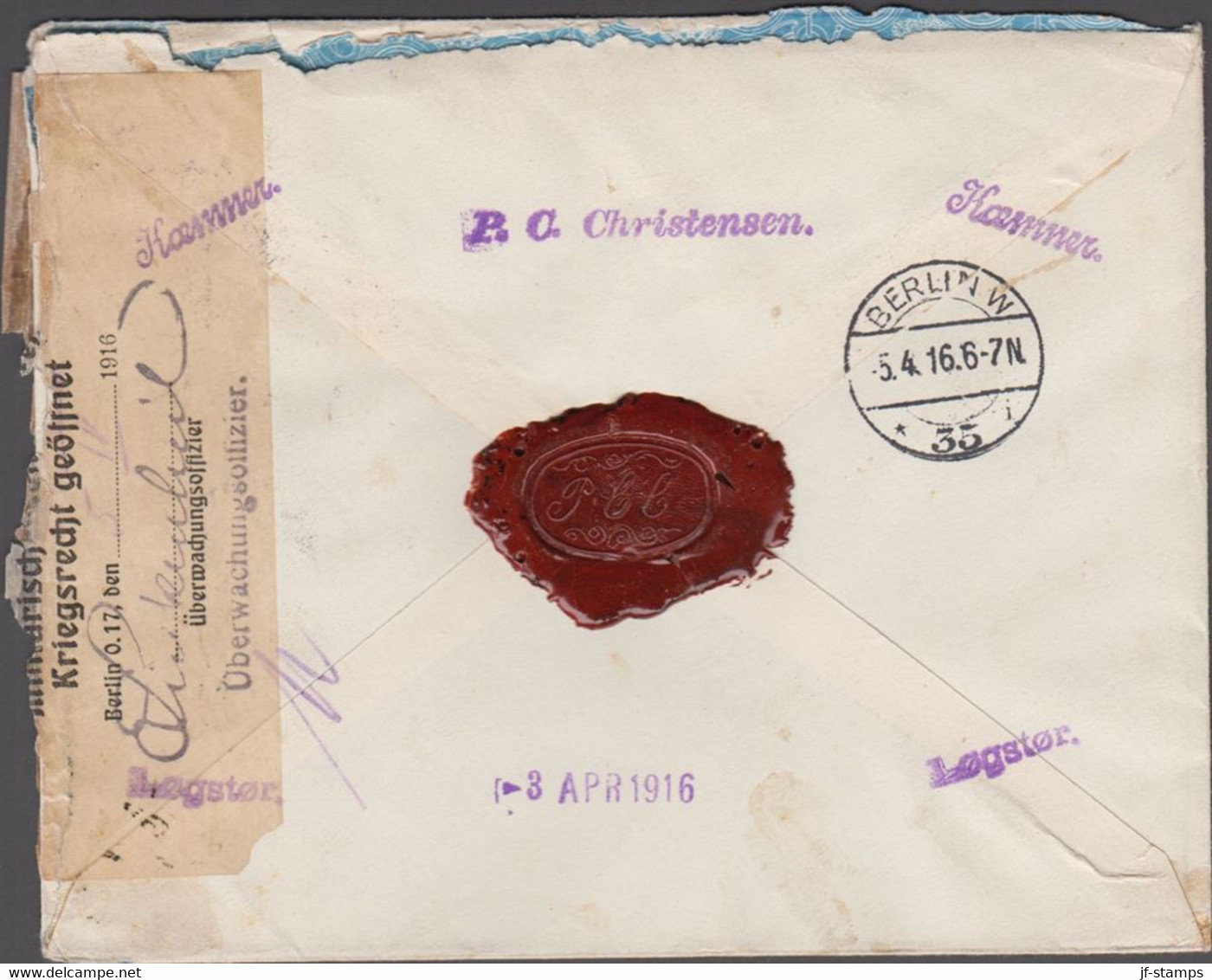 1916. DANMARK.  10 øre Envelope +20 øre Wavy Line + 25 Christian X  Cancelled LØGSTØR... (Michel 65) - JF424985 - Covers & Documents