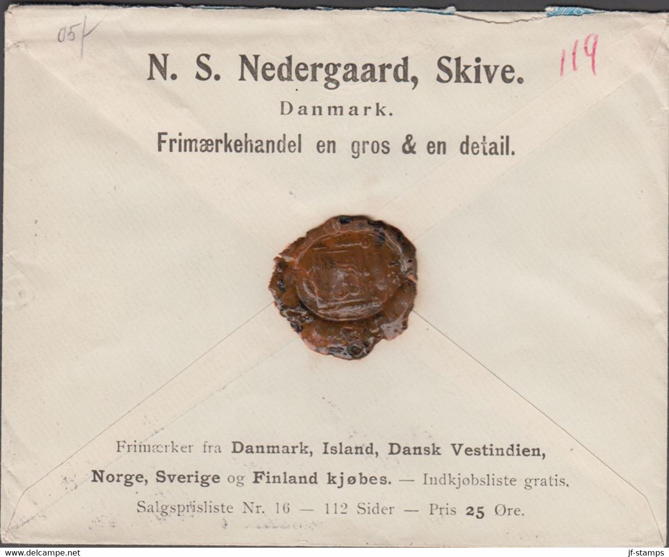 1903. DANMARK.  5 øre Envelope + 2 Ex 1 øre + 20 øre Coat Of Arms + 2 Ex 4 ØRE Cancel... (Michel 37+) - JF424993 - Lettres & Documents