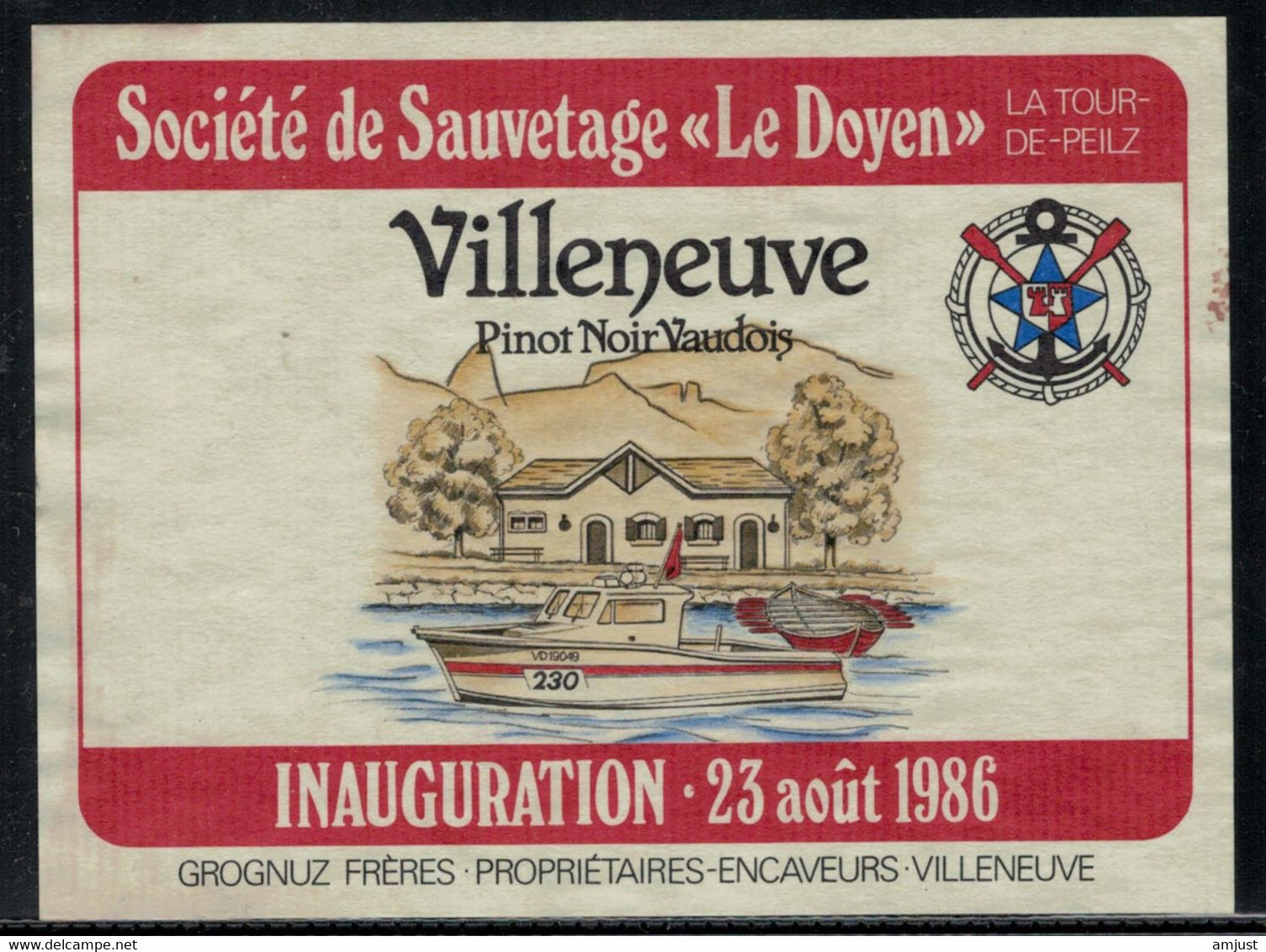 Villeneuve-Pinot-Noir // Société De Sauvetage De La Tour-de-Peilz  "Le Doyen"  1986 - Zeilboten & Zeilschepen