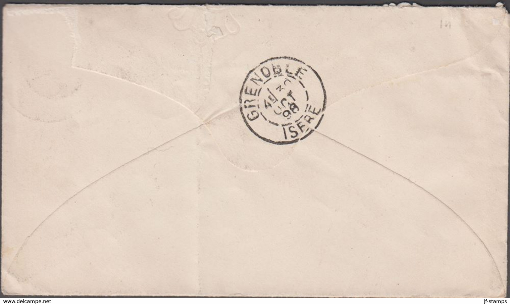 1898. DANMARK. 8 øre Envelope + 3 Stripe 4 øre In Total 20 øre Franking To Grenoble, ... (Michel 23B) - JF424999 - Briefe U. Dokumente