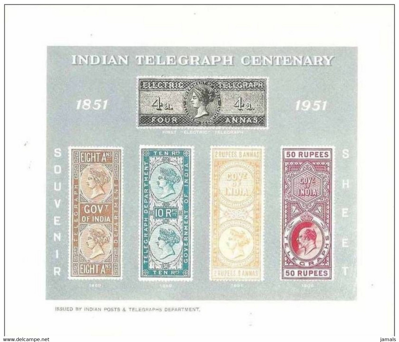 Br India King Edward, George V, Victoria, Telegraph Centenary, MNH White Gum, INDIA Inde - Ongebruikt