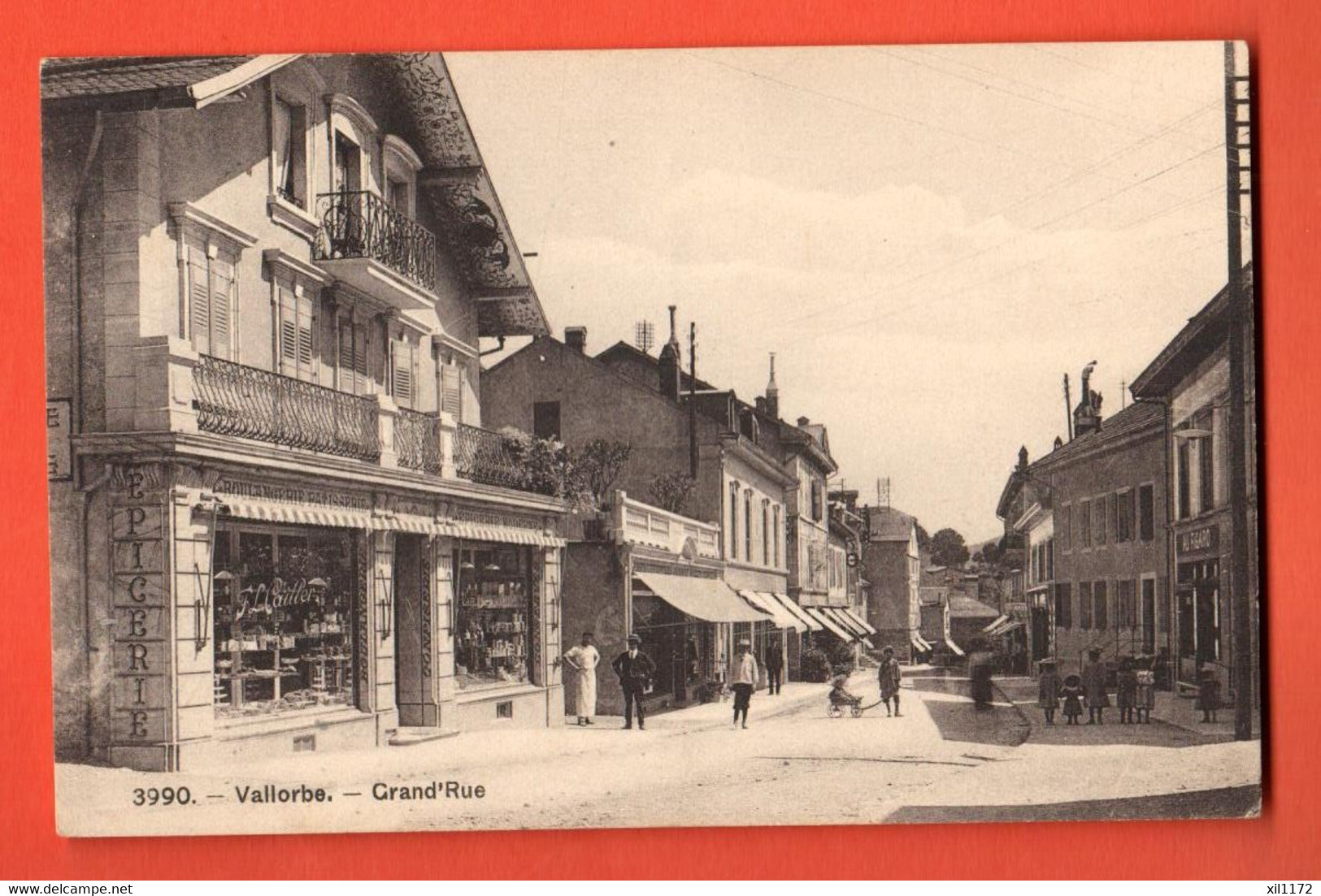 FLD-07 Vallorbe La Grand'Rue TRES ANIME  Phototypie 3990  Circulé 1911 - Vallorbe