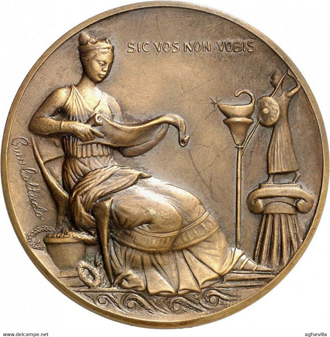 ESPAÑA. MEDALLA CENTENARIO FUNDACIÓN DE ARCHIVOS, BIBLIOTECAS Y MUSEOS. 1.958. BRONCE - Professionali/Di Società