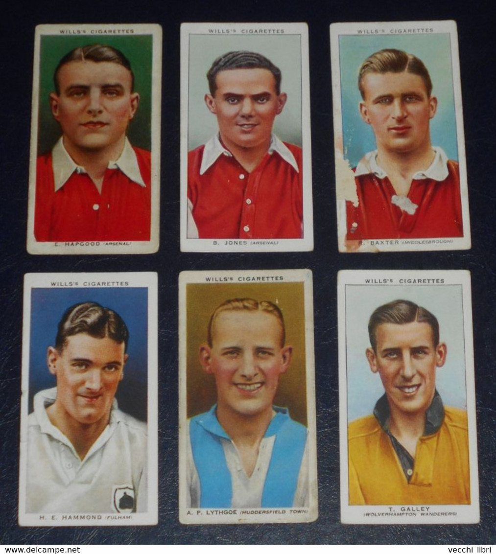 LOT OF 6 CIGARETTE CARDS SOCCER FOOTBALL ARSENAL FULHAM MIDDLESBROUGH FOOTBALL PLAYERS BRITISH TEAMS ATHLETICS HISTORY - Objets Publicitaires
