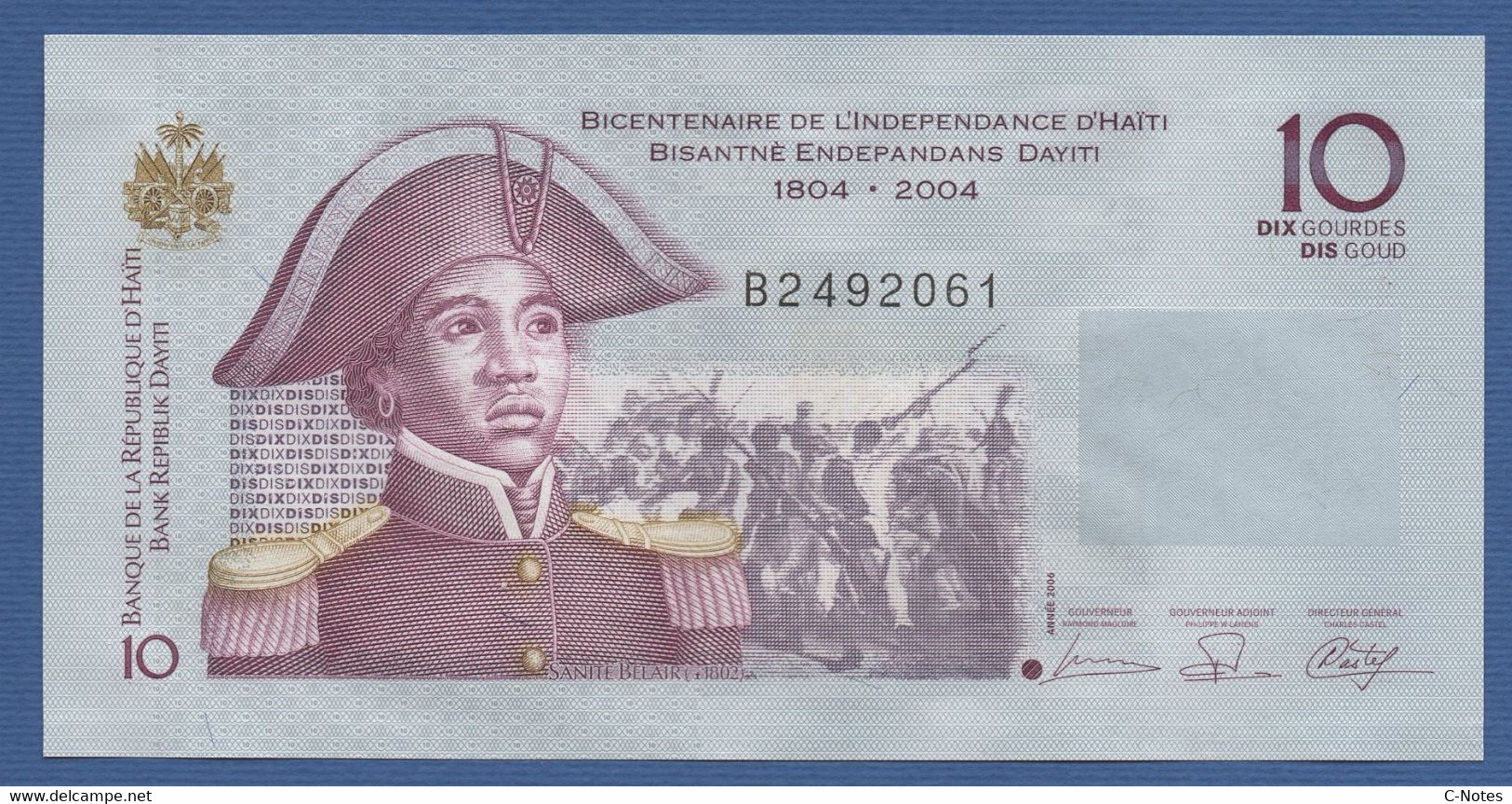 HAITI - P.272b – 10 Gourdes 2006 UNC Serie B / Bicentennial Of Independence Of Haiti - Haiti