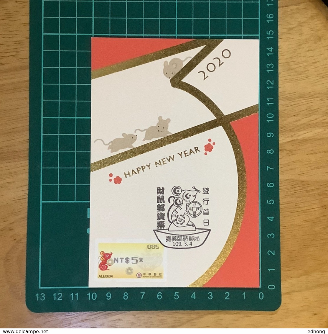 [Carte Maximum / Maximum Card / Maximumkarte] Taiwan 2020 | Chinese New Year, Year Of The Rat, Postage Label 2020 - Machine Labels [ATM]