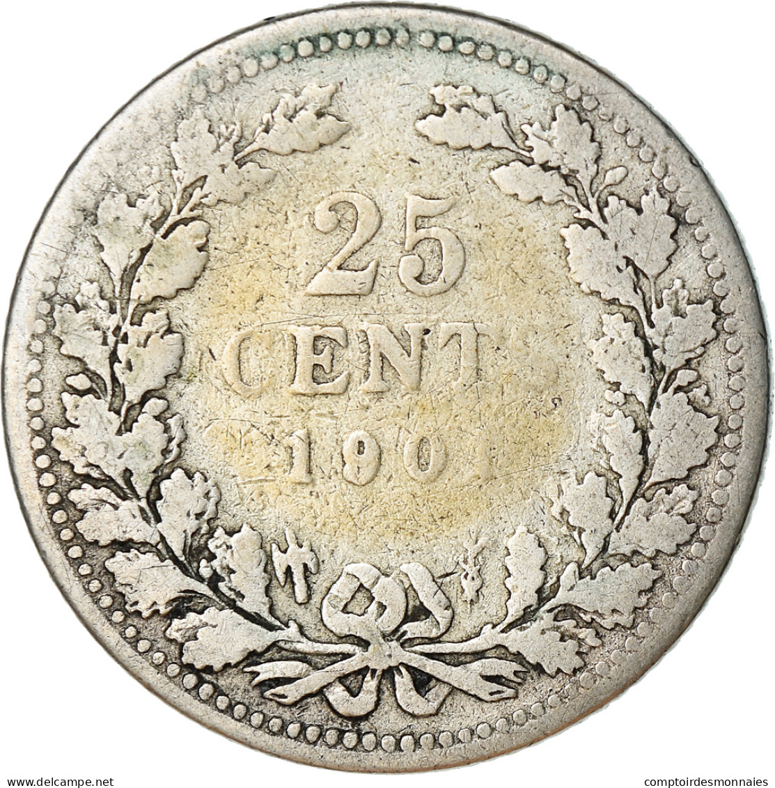 Monnaie, Pays-Bas, Wilhelmina I, 25 Cents, 1901, TB+, Argent, KM:120.2 - 25 Cent