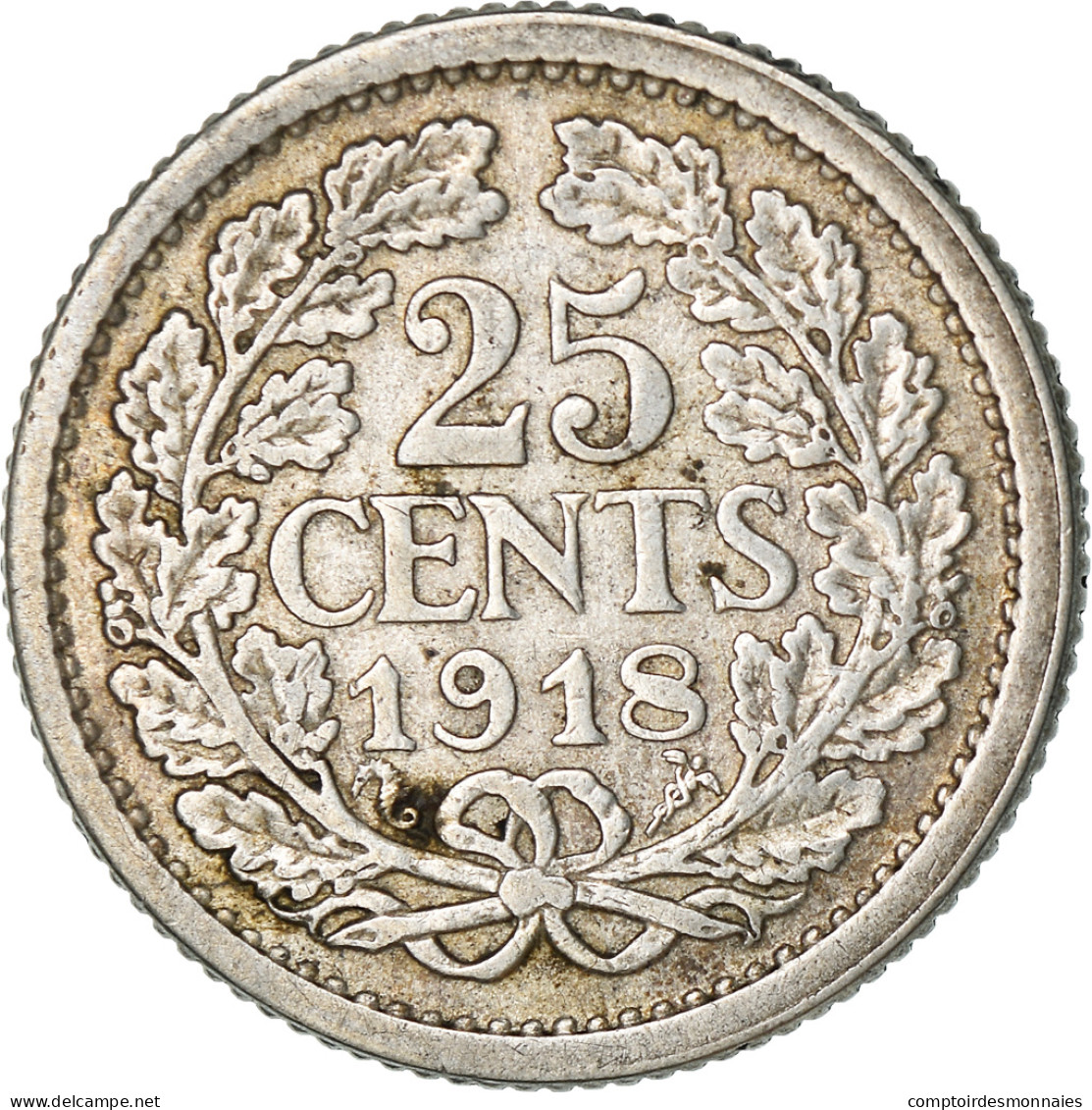 Monnaie, Pays-Bas, Wilhelmina I, 25 Cents, 1918, TTB, Argent, KM:146 - 25 Cent