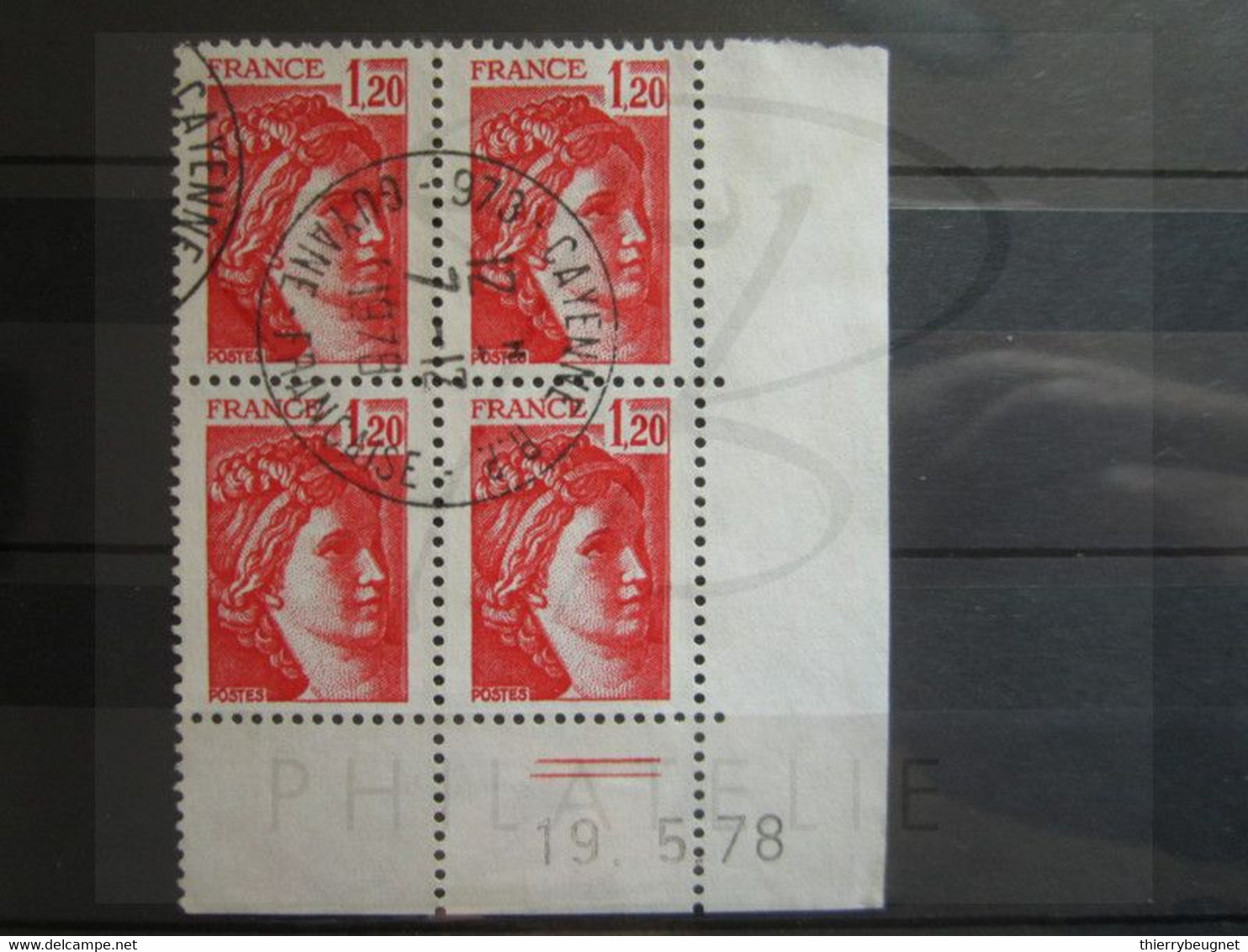 VEND BEAUX TIMBRES DE FRANCE N° 1974 EN BLOC DE 4 + CD , OBLITERATION " CAYENNE " !!! - Gebraucht