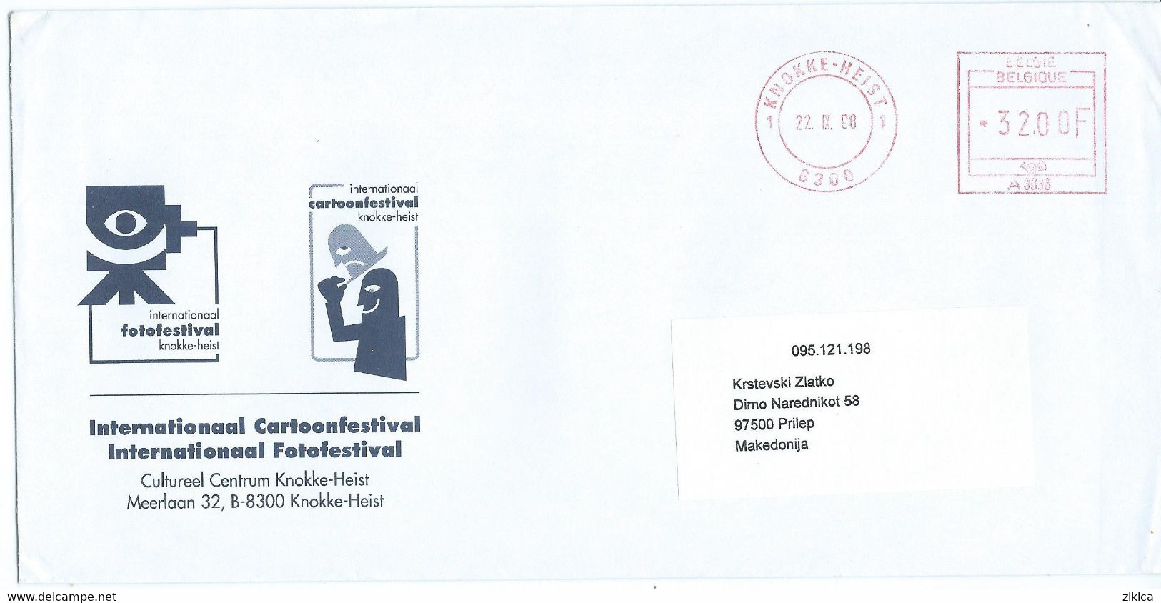 Belgium -Knokke-Heist Letter 1998 ,ATM,Machine Stamp,EMA, Meter Stamp,cover Knokke-Heist Culturecentrum,Photo Festival - 1980-1999