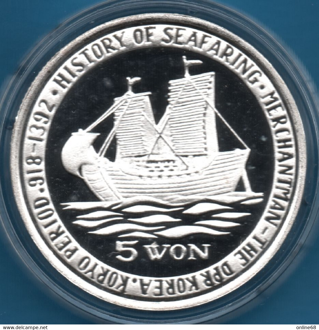 KOREA NORTH DPR 5 WON 1999 Argent 999‰ Silver  PROOF HISTORY OF SEAFARING PERIOD. 918-1392 - Korea, North