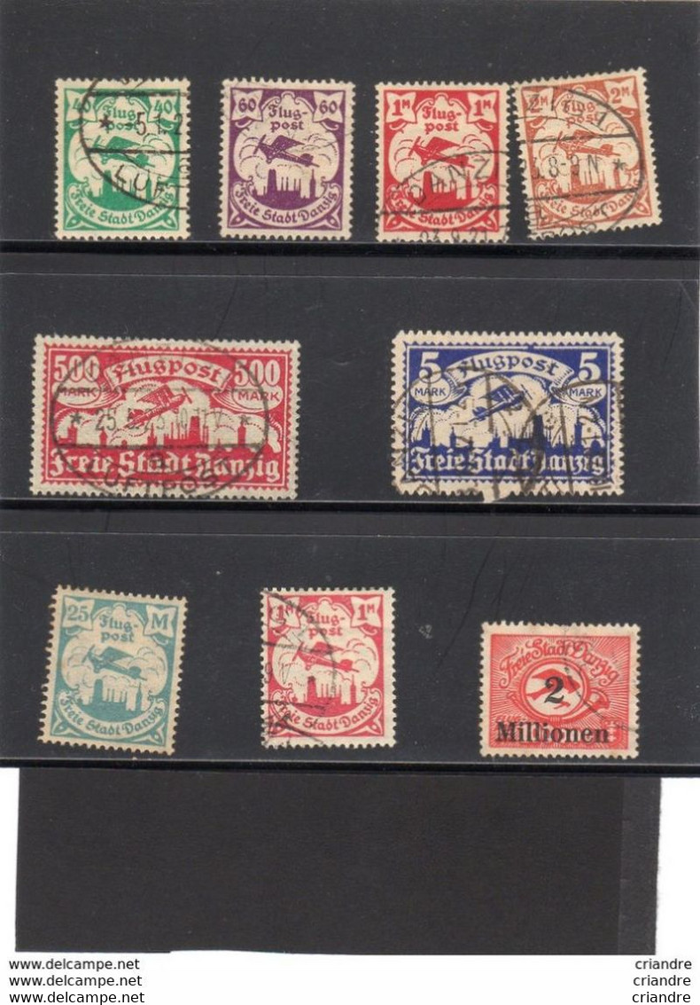 Danzig PA :années 1921 -22 Lot De 9 Valeurs (N°4A, 5A, 6A, 7A,de Type C ;N° 6 N°8 Type C N°9B,N°15 Type D ;N°18*) - Altri & Non Classificati