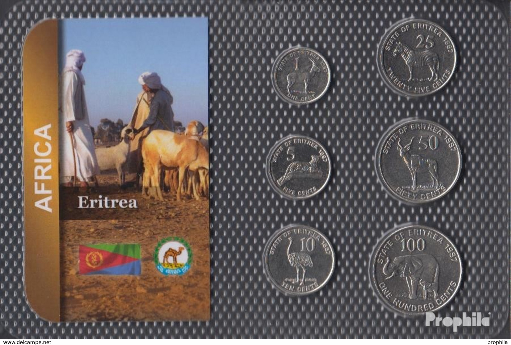 Eritrea 1997 Stgl./unzirkuliert Kursmünzen 1997 1 Cent Bis 100 Cent - Eritrea