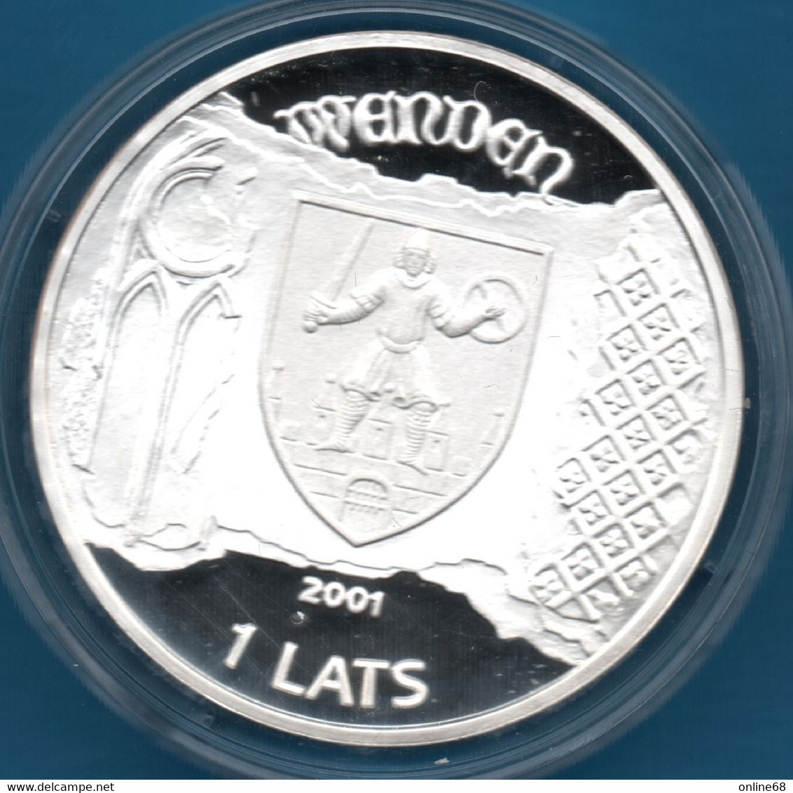 LATVIA 1 LATS 2001 KM# 49 Argent 925‰ Silver  PROOF Cesis HANZAS PILSĒTA  Bateau - Latvia