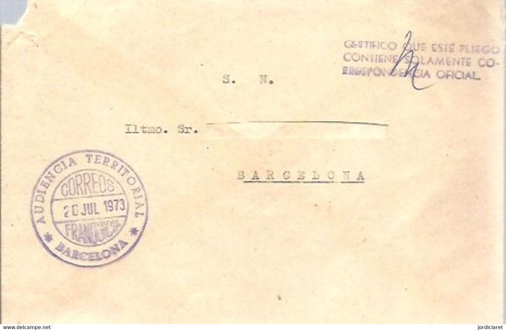 AUDIENCIA  TERRITORIAL  BARCELONA    1973 - Franchise Postale