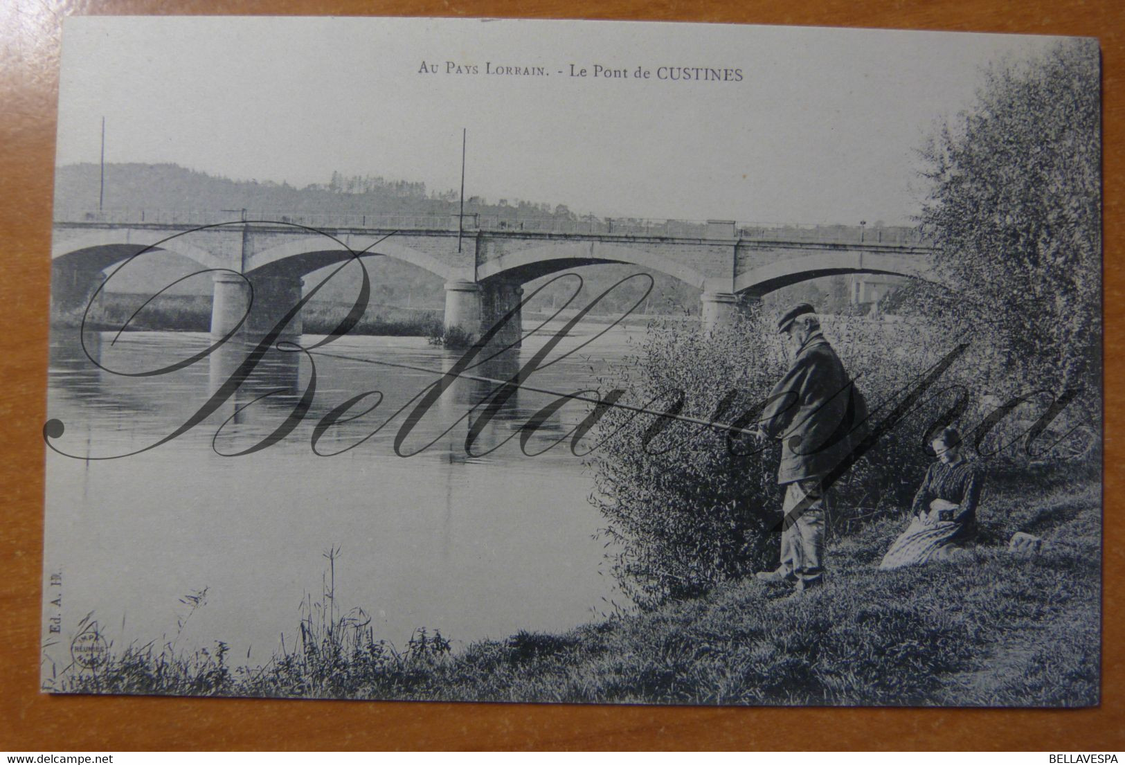 Pays Lorrain. Pont De Custines. Peche De Ligne (Condé?) Pêche à La Ligne Riviere Moselle? - Pesca