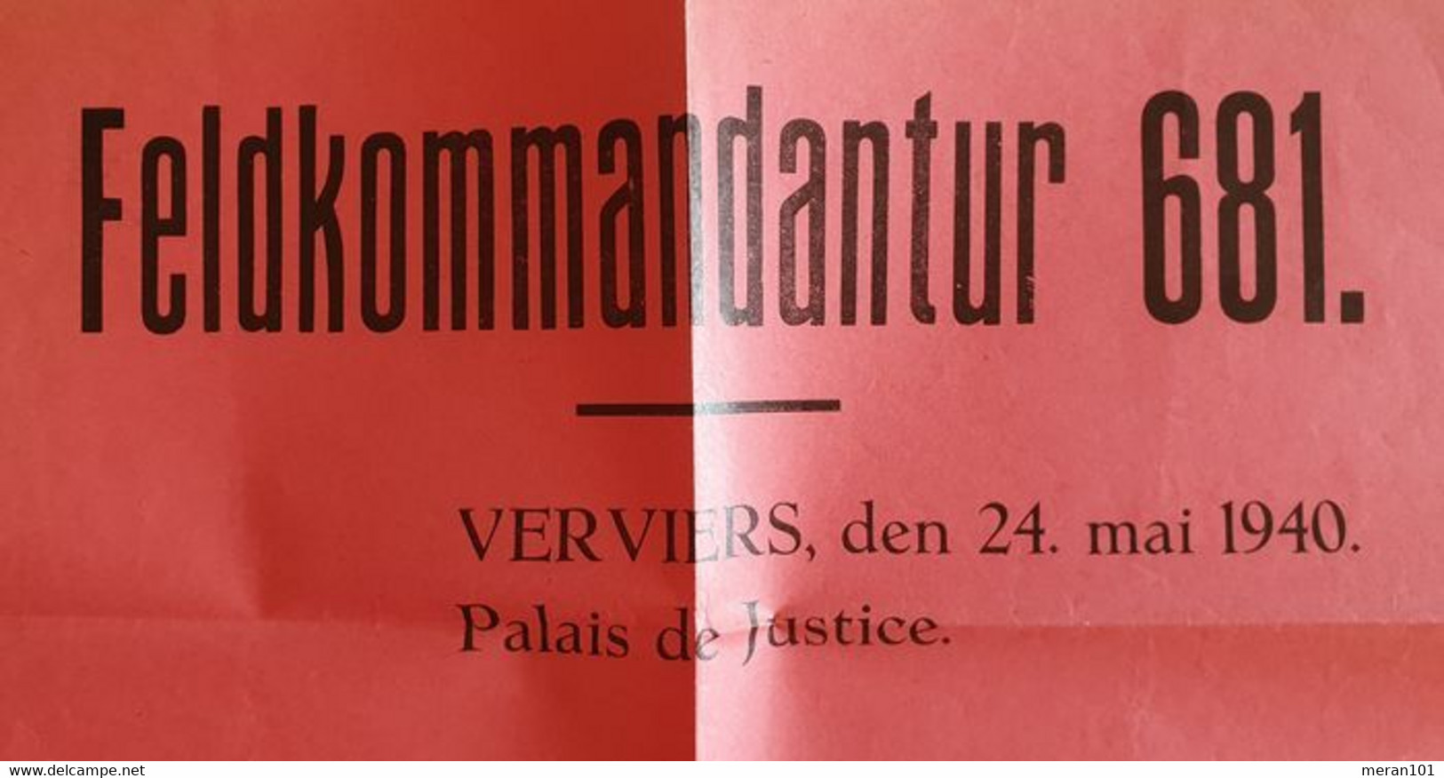 Deutsches Reich / Belgien 1940, Kundmachung Feldkommandantur 681 - Documents