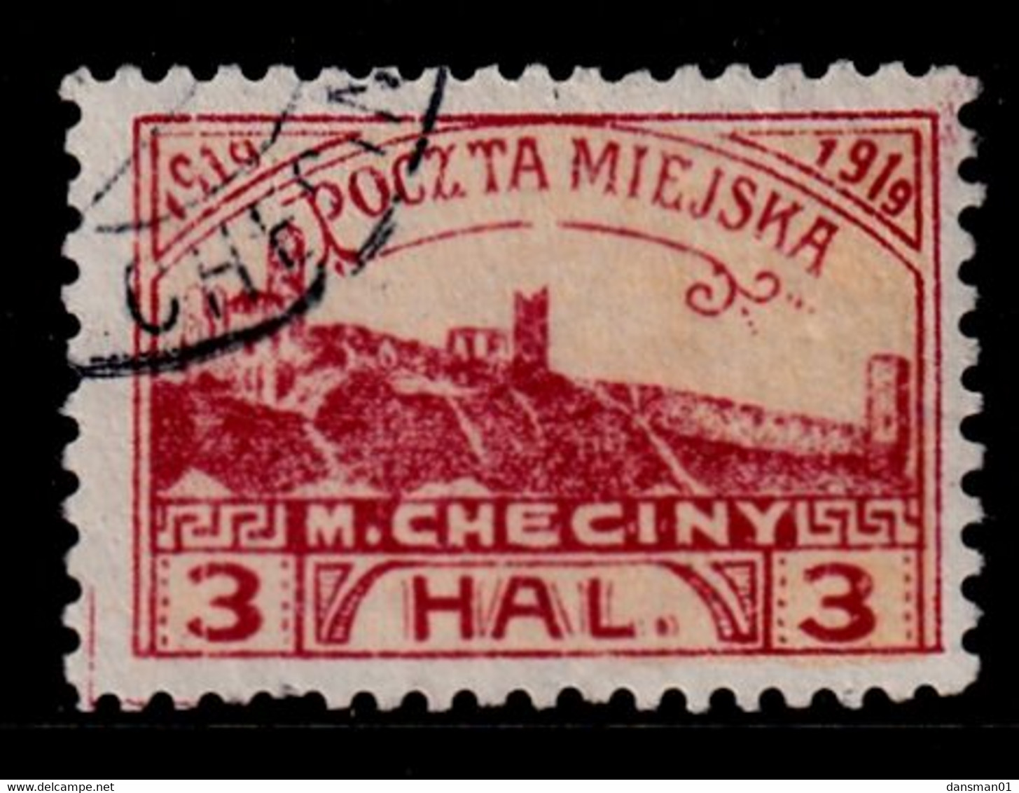 POLAND 1919 Checiny 3 HAL Used Perf - Abarten & Kuriositäten