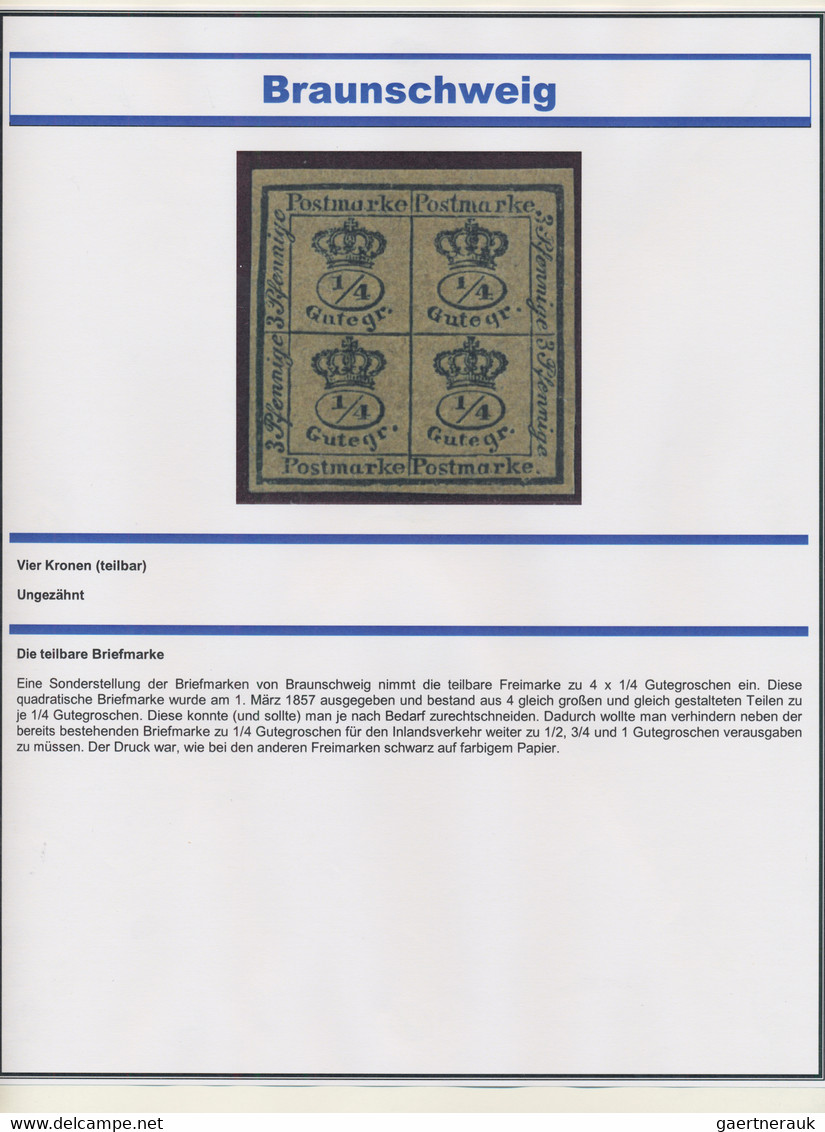 Braunschweig - Marken und Briefe: Sammlung meist gestempelt auf 7 Albenblättern - u.a. 1(2), 2(2), 3