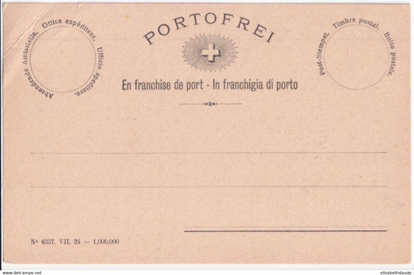 SUISSE - 1925 - CARTE "FRANC DE PORT / PORTOFREI" NEUVE Avec REPIQUAGE AU DOS "SCHULKAPITEL ZÜRICH" - Portofreiheit