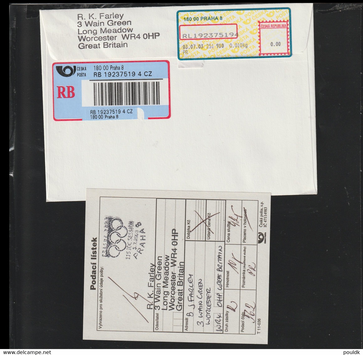 Ceska Republic Registered Cover Posted Praha 2003 115. IOC Session Where Vancouver Was Selected To Host The 2010 - Inverno2010: Vancouver