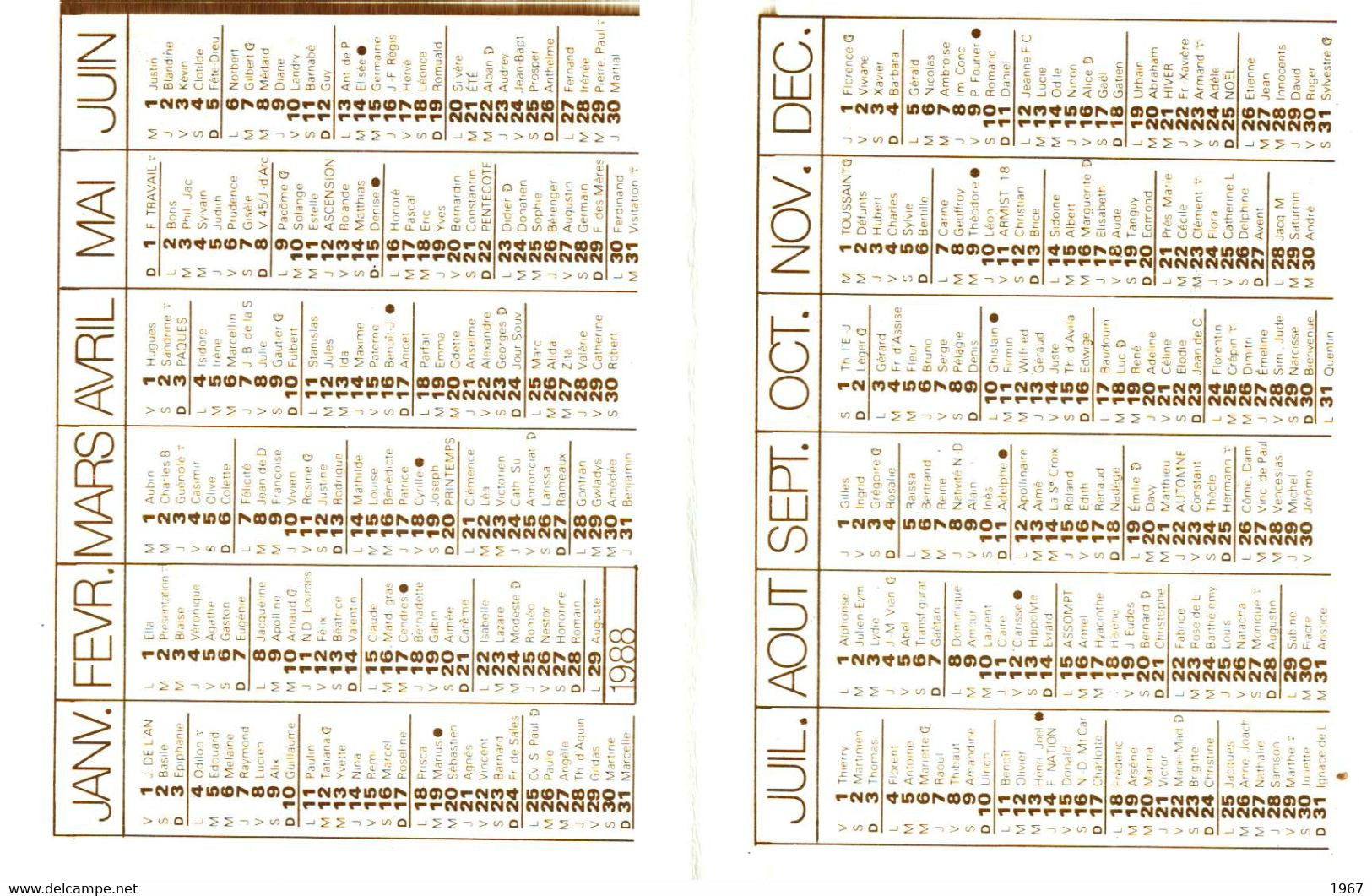 Petit Calendrier   1988  MOULIN   Boulangerie à LE BLANC MESNIL  93 - Small : 1981-90