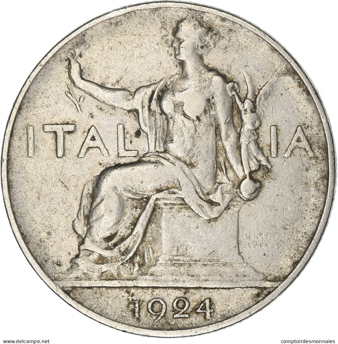 Monnaie, Italie, Vittorio Emanuele III, Lira, 1924, Rome, TTB, Nickel, KM:62 - 1 Lira