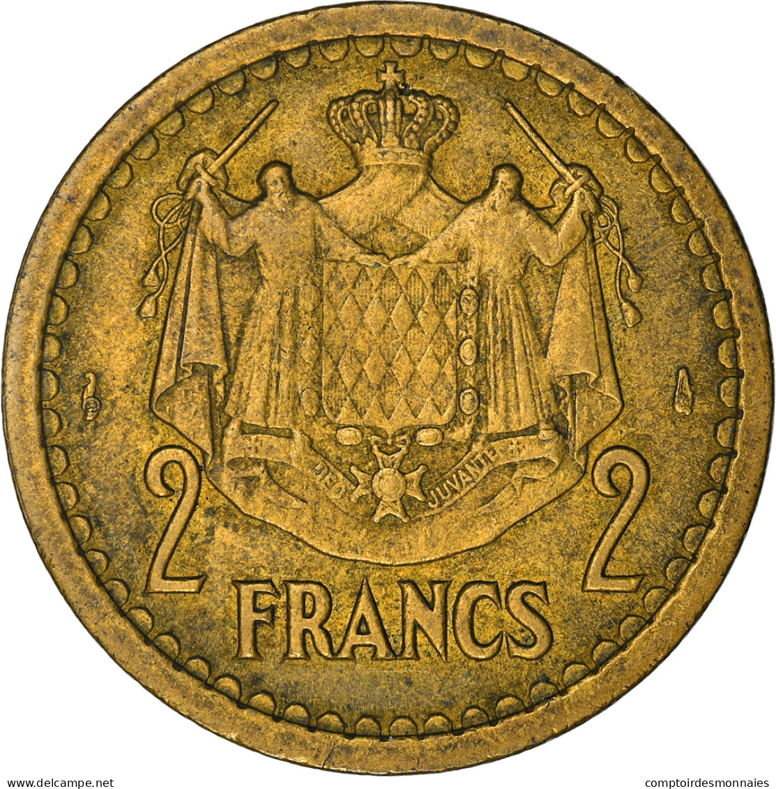 Monnaie, Monaco, 2 Francs, 1943, Paris, TB, Cupro-Aluminium, Gadoury:134 - 1922-1949 Louis II
