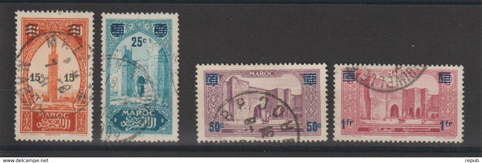 Maroc 1930-31 Série Sites Surchargée 124-127 4 Val Oblit. Used - Gebruikt