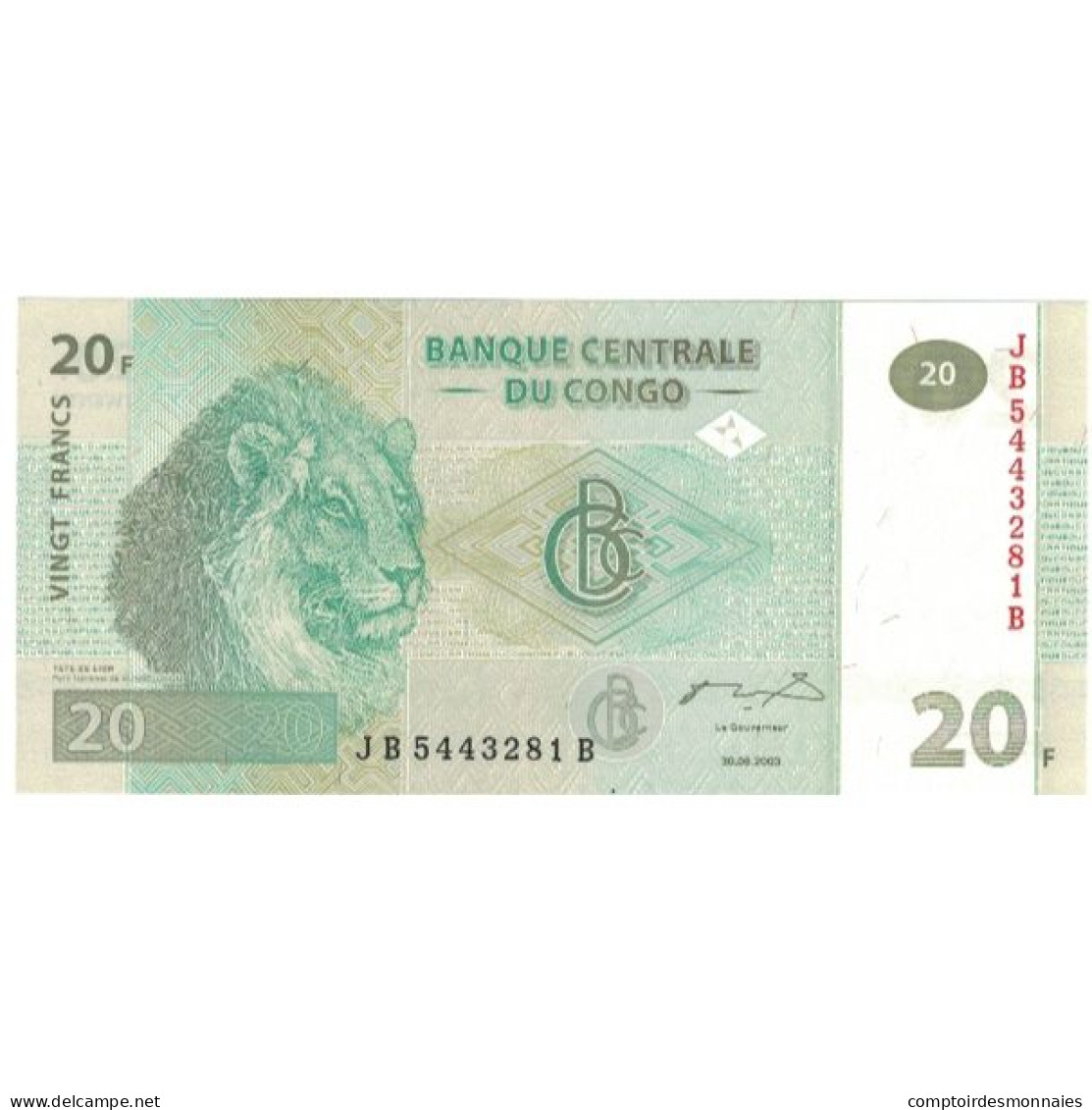 Billet, Congo Republic, 20 Francs, 2003, 2003-06-30, NEUF - Republic Of Congo (Congo-Brazzaville)