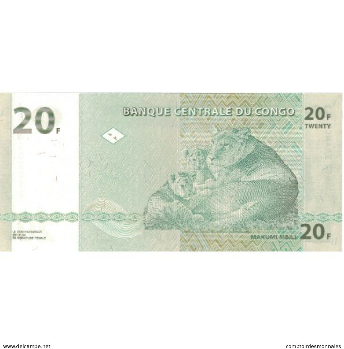 Billet, Congo Republic, 20 Francs, 2003, 2003-06-30, NEUF - République Du Congo (Congo-Brazzaville)