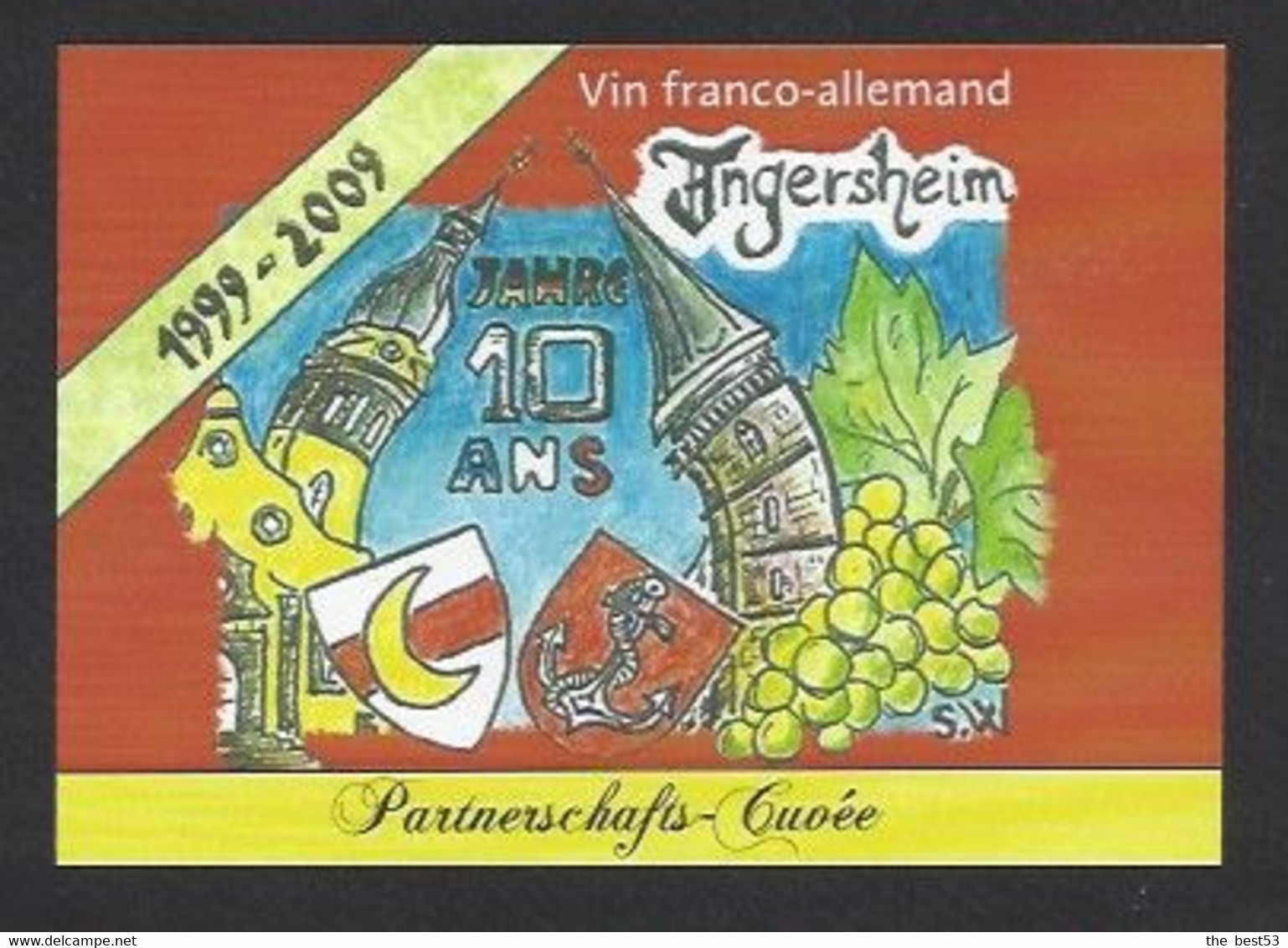 Etiquette De Vin Franco Allemand  -  Jahre 10 Ans  1999/2009  à  Ingersheim  (68)  -  Illustrateur S.W - Bicentenaire De La Révolution Française