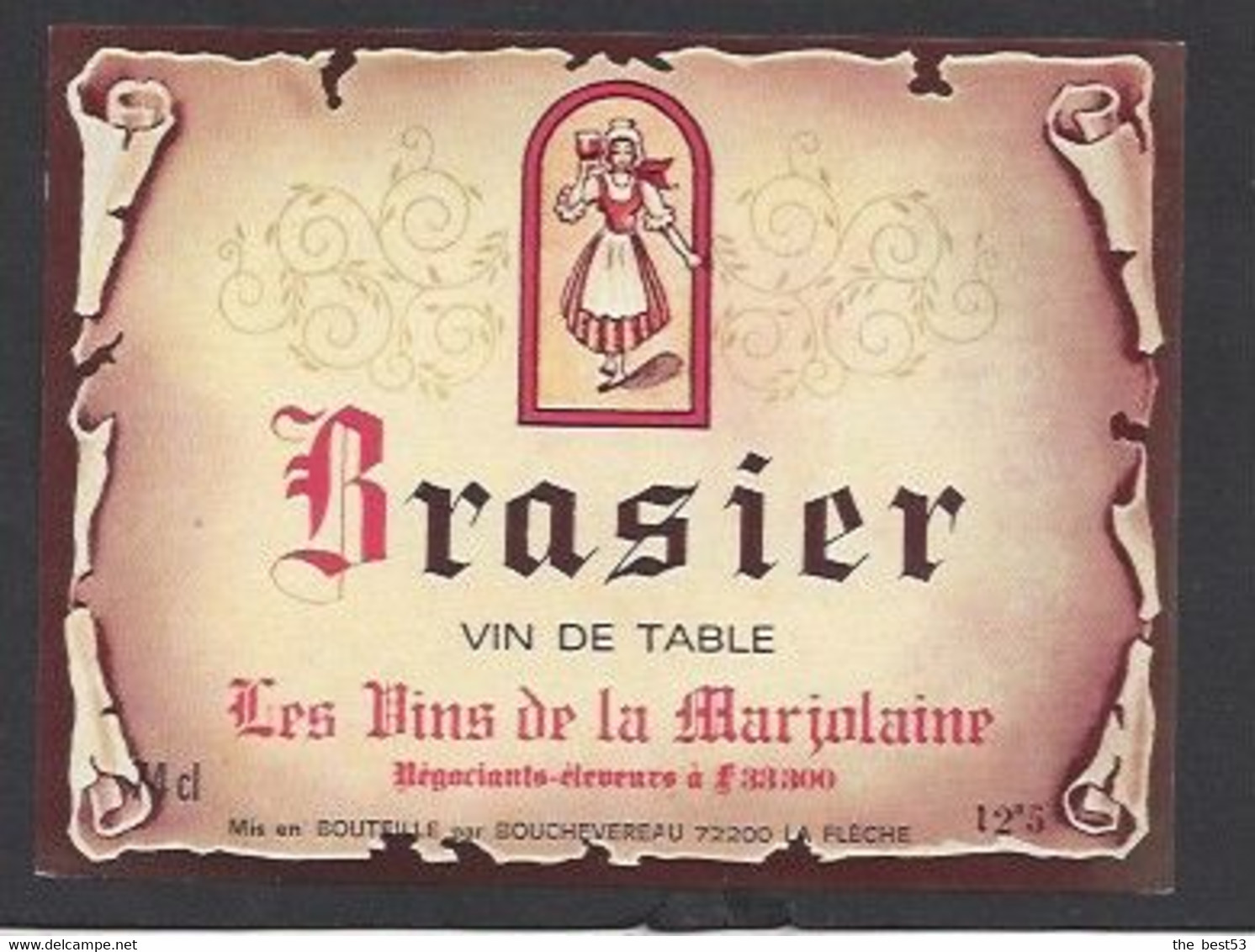 Etiquette De Vin De Table De La Marjolaine - Brasier   -  Bouchevereau  à  La Flèche  (72) - Bicentenaire De La Révolution Française