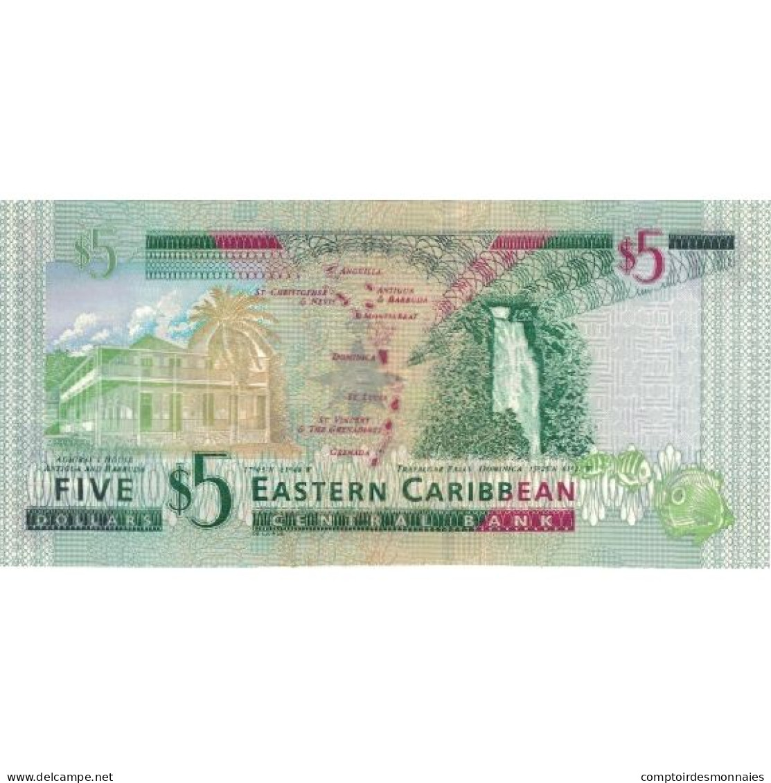 Billet, Etats Des Caraibes Orientales, 5 Dollars, Undated (2000), KM:37k1, NEUF - East Carribeans